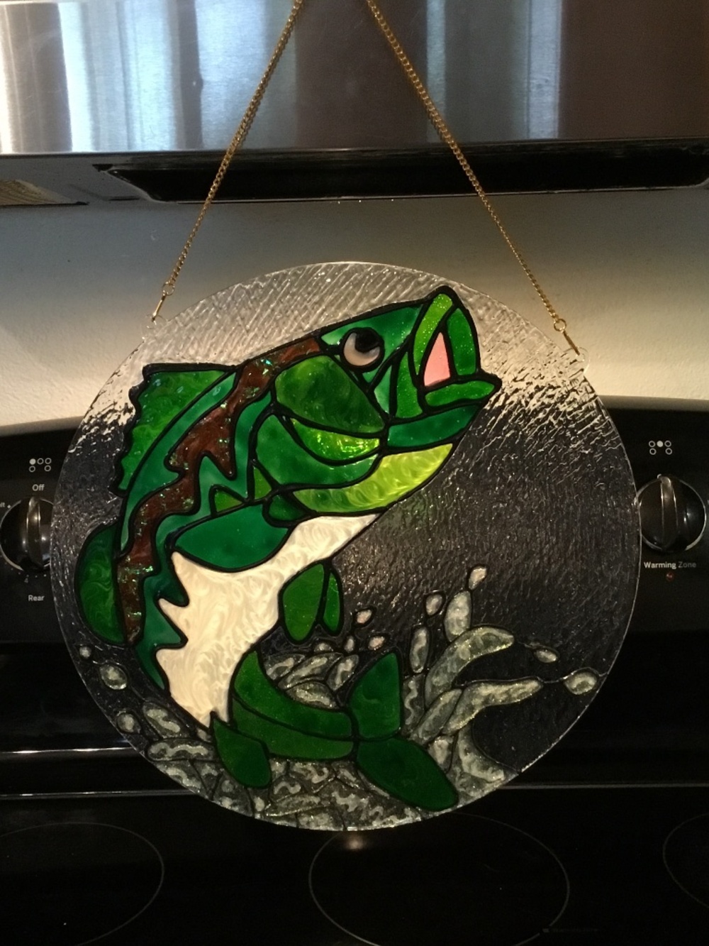 Hand Painted Stained Glass Bass